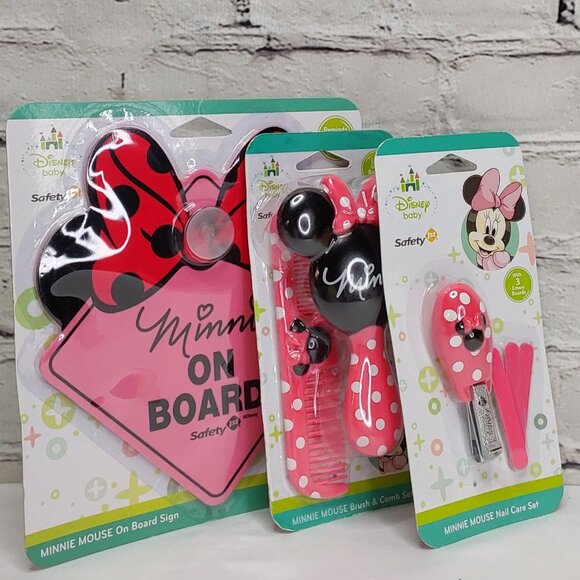 SAFETY 1ST MINNIE MOUSE BRUSH, COMB, NAIL CLIPPERS, FILES, & CAR SIGN - Picture 2 of 16